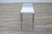 White Leather / Chrome Office Canteen / Cafe Bar Stools - Thumb 4