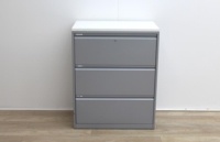 Side grey metal filing cabinets finish with wood top  - Thumb 2