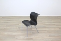 Black Polymer Stacking Office Canteen Chair - Thumb 4
