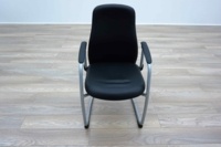 Black Leather Cantilever Office Meeting Chairs - Thumb 3