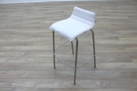 White Leather / Chrome Office Canteen / Cafe Bar Stools - Thumb 6