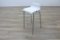 White Leather / Chrome Office Canteen / Cafe Bar Stools - Thumb 3