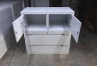 White Metal Cupboard With Wooden Top - Thumb 3