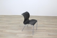 Black Polymer Stacking Office Canteen Chair - Thumb 2