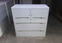 White Metal Cupboard With Wooden Top - Thumb 2