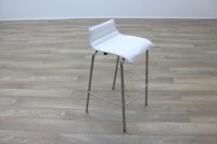 White Leather / Chrome Office Canteen / Cafe Bar Stools - Thumb 5